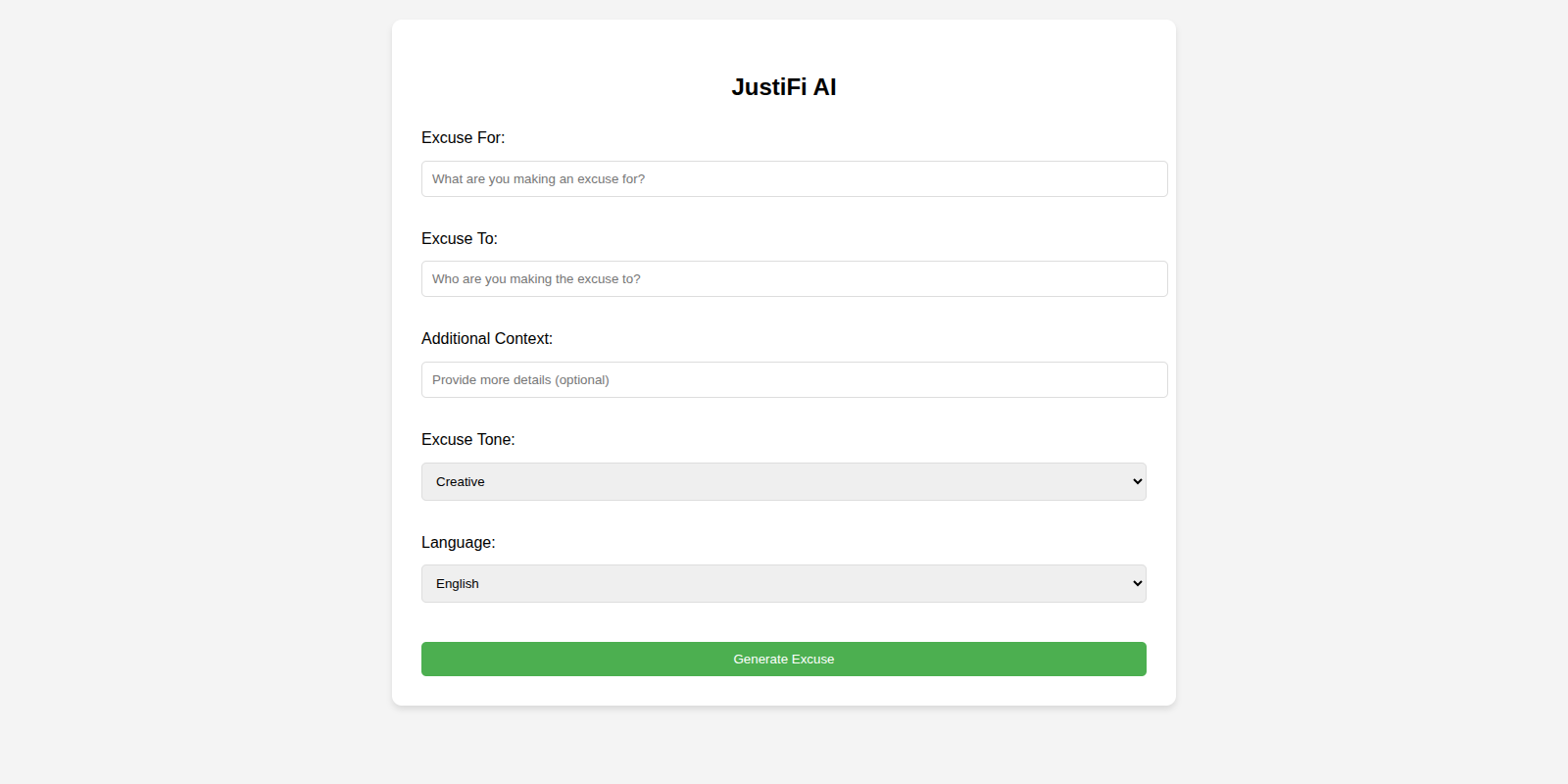 App Form Screenshot